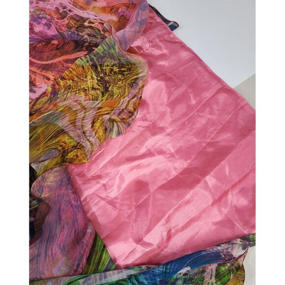 JS Boutique Y2K 2000s Ruched Chiffon-esque Maxi Dress Multicolor Size 4 - Picture 8 of 8